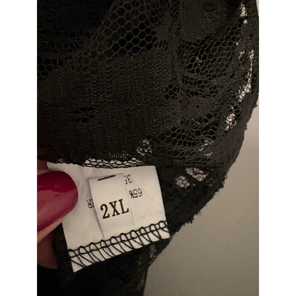Black Floral Lace Sleeveless Handkerchief Hem Tiered Gothic Dress 2XL - Picture 5 of 7